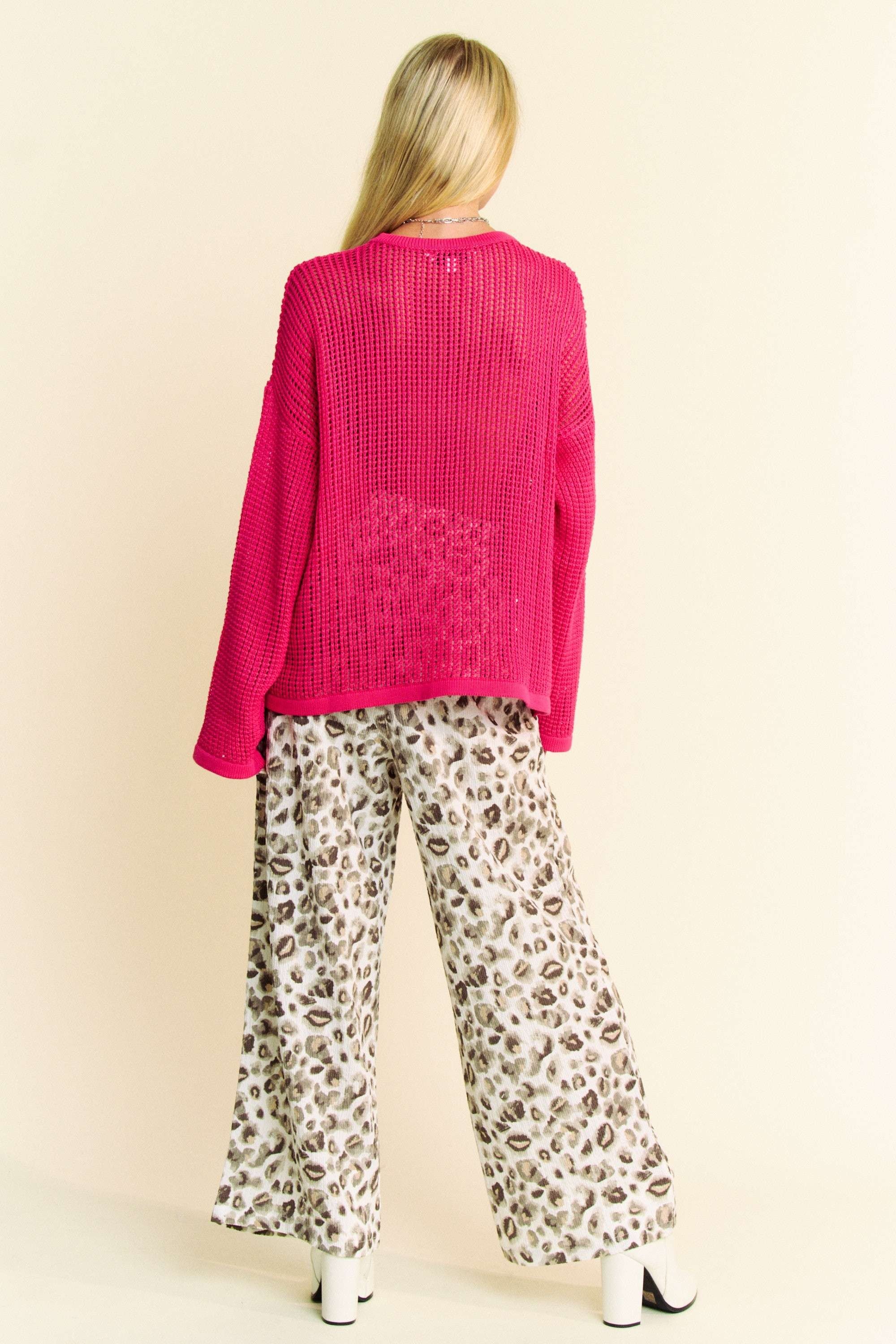 Davi & Dani Drawstring Leopard Wide Leg Pants - Sydney So Sweet