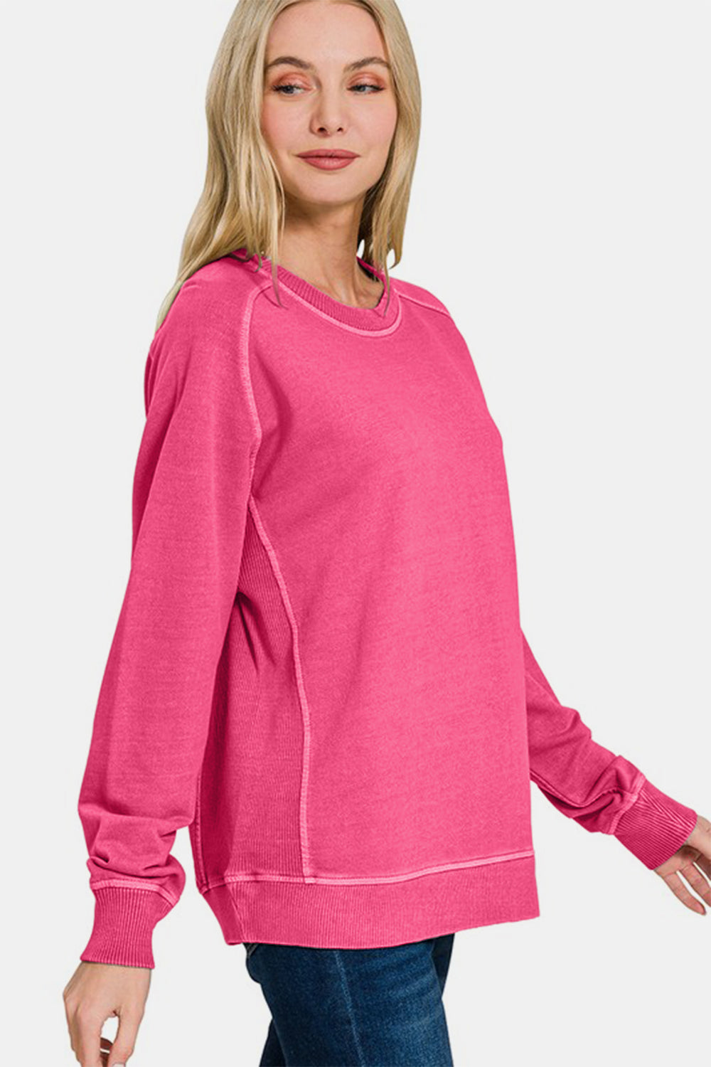 Zenana Full Size Pigment Dyed French Terry Sweatshirt - Sydney So Sweet