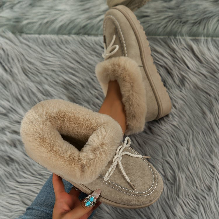 Thermal Fuzzy Tied Round Toe Boots - Sydney So Sweet