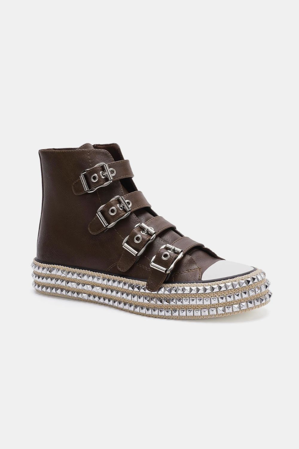 Beast Fashion Multi-Buckle Straps Studded Platform Sneakers - Sydney So Sweet