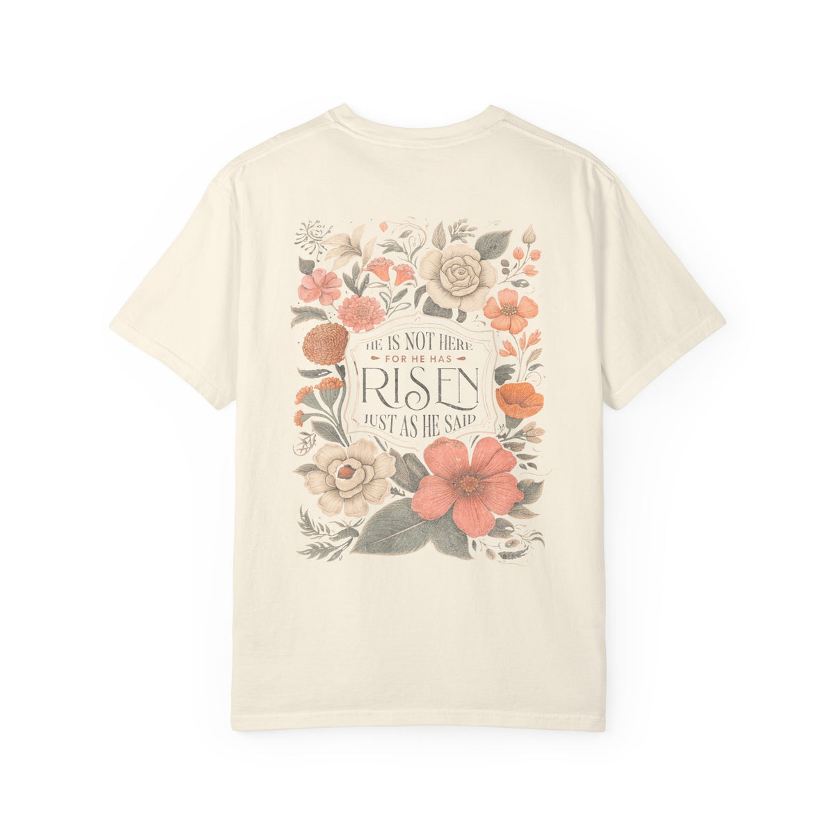 He Is Not Here T-Shirt Christian Faith Graphic Unisex Distressed Floral Easter Tee