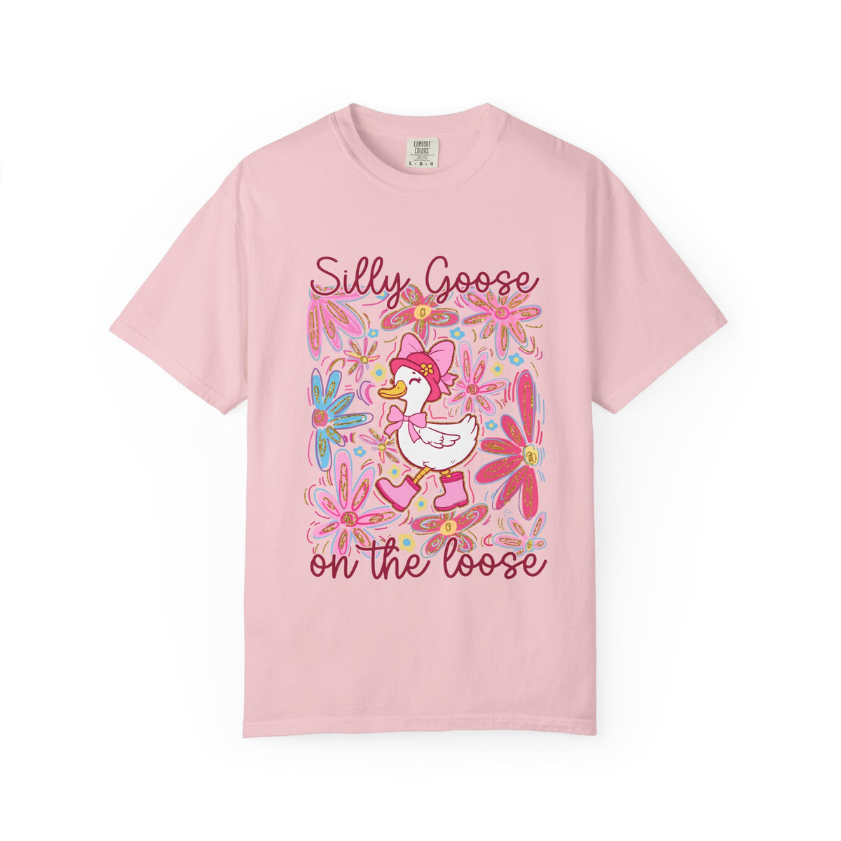 Silly Goose on the Loose Graphic T-Shirt Cute Floral Tee