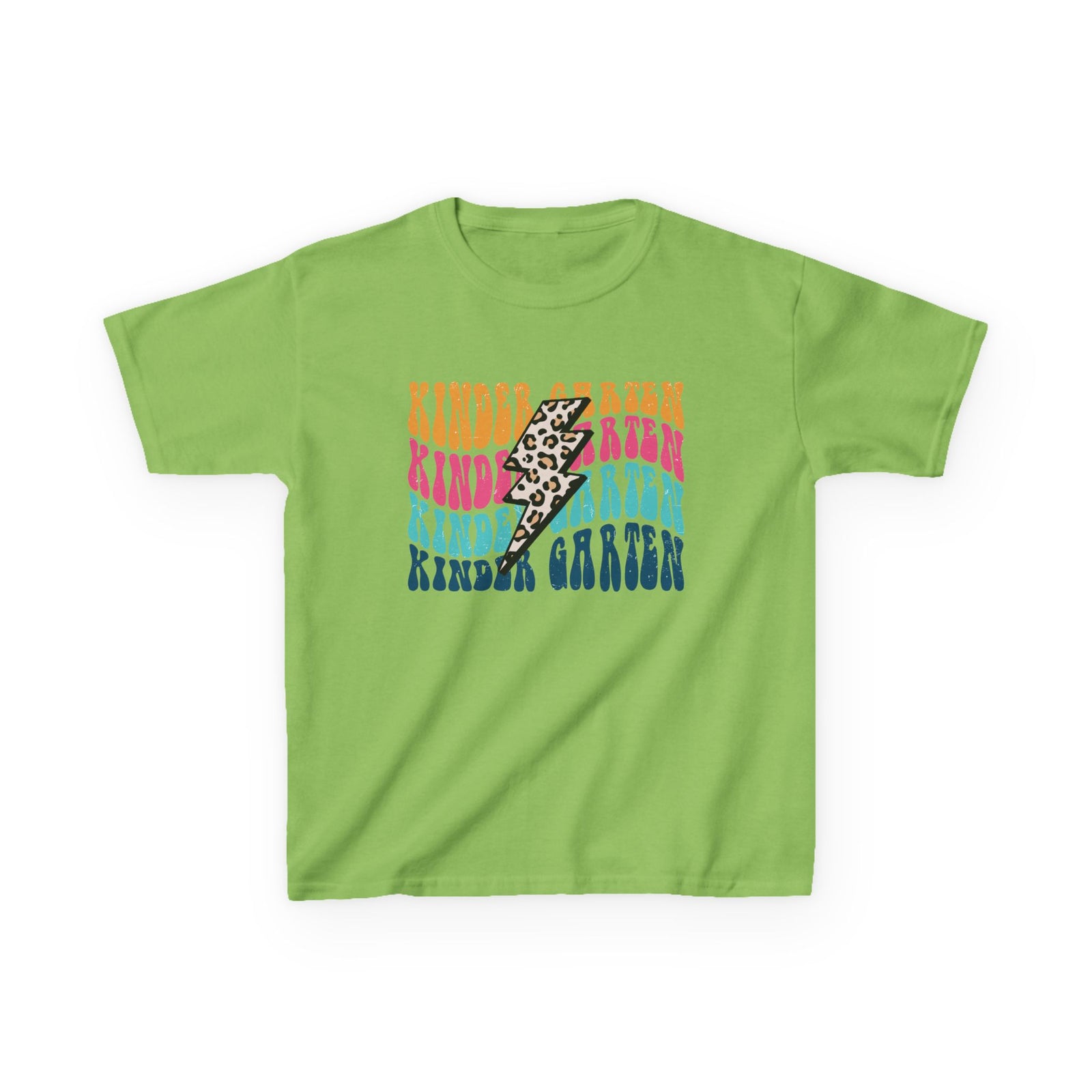 Kindergarten Grade Leopard Lightning Graphic Tee Back-to-School Kids T-Shirt