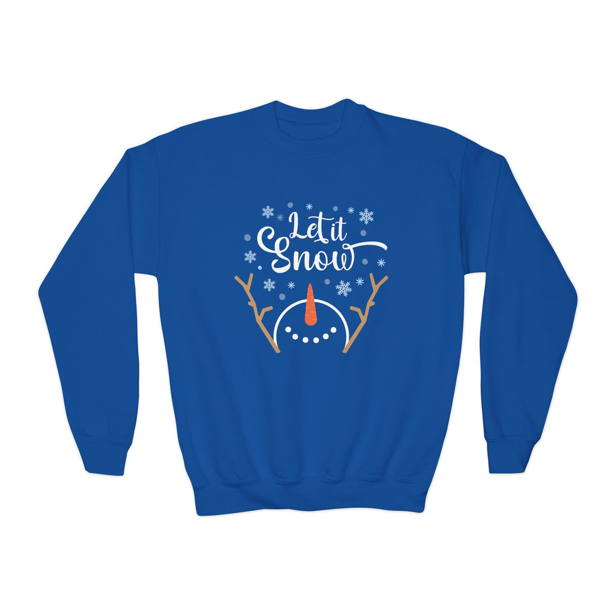 Let it Snow Happy Snowman Winter Crewneck Unisex Youth Sweatshirt