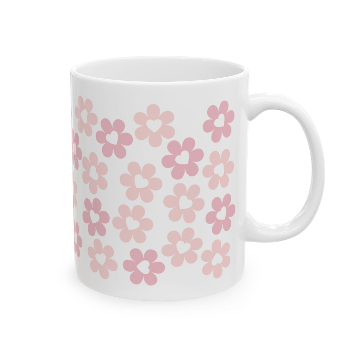 Pink Heart Daisies Mug — Cute Valentine’s Day Coffee Cup (11oz & 15oz) - Sydney So Sweet