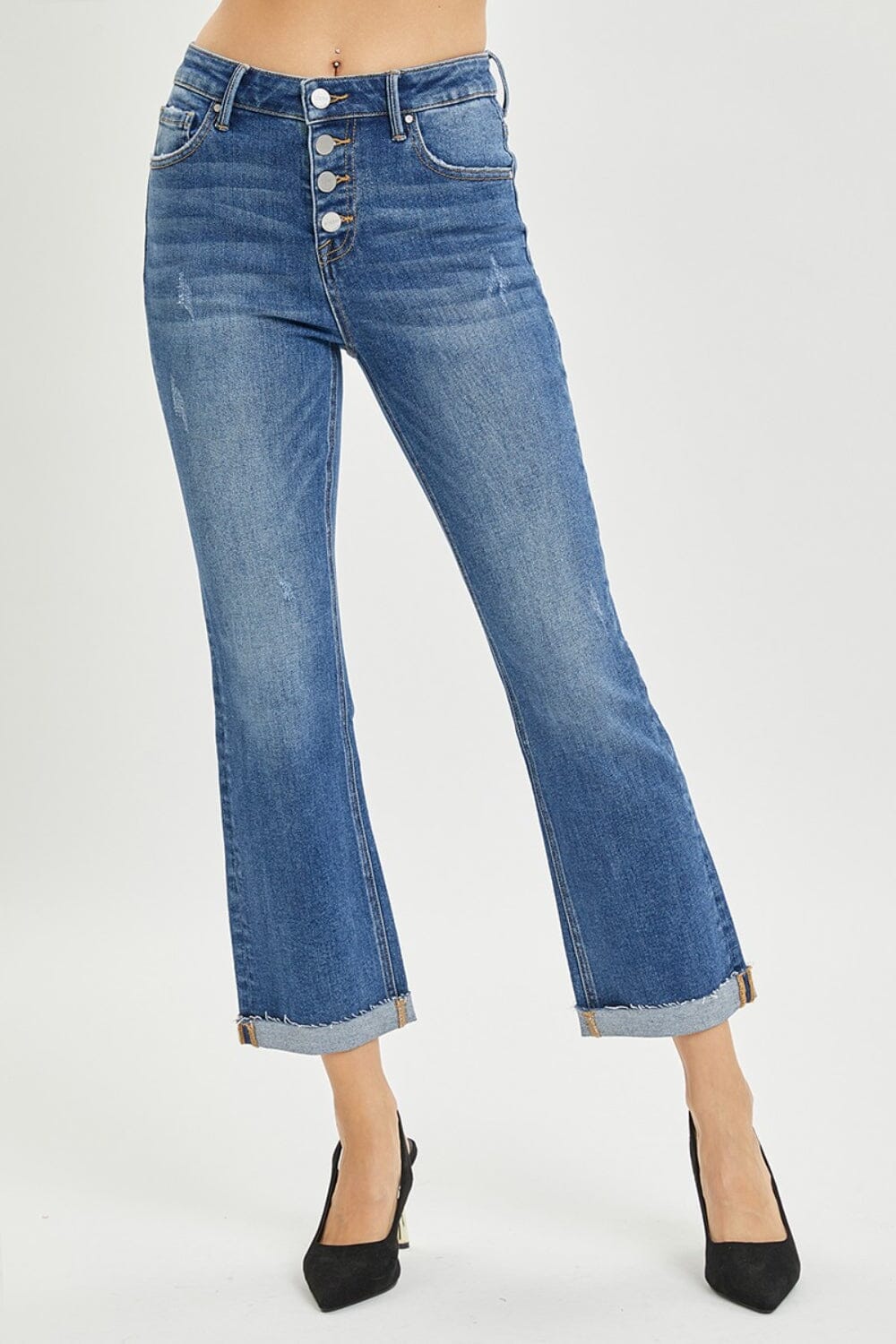 RISEN Full Size Button Fly Cropped Bootcut Jeans - Sydney So Sweet