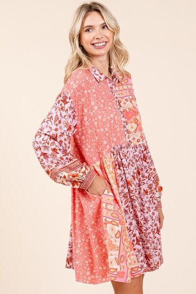 Mittoshop Floral Button Detail Long Sleeve Shirt Dress - Sydney So Sweet