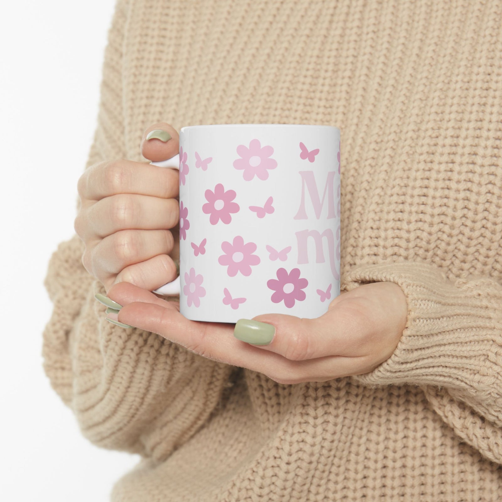 Mama Flower & Butterfly Cute Ceramic Mug Coffee Cup (11oz & 15oz)