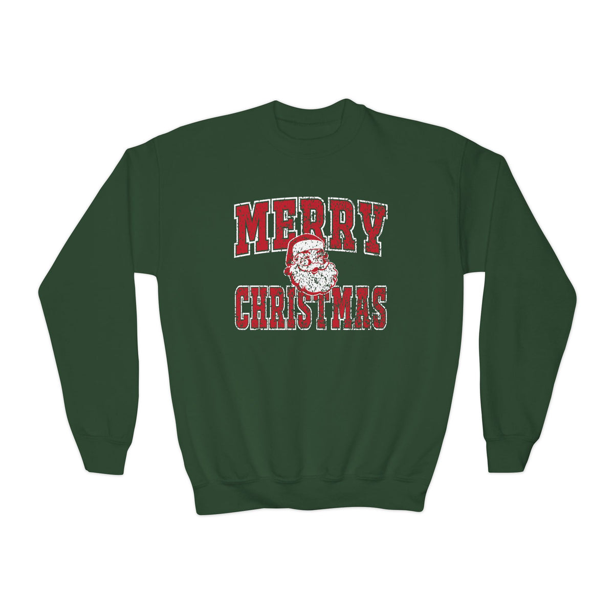 Merry Christmas Santa Claus Distressed Heavy Blend Kids' Crewneck Graphic Sweatshirt - Sydney So Sweet