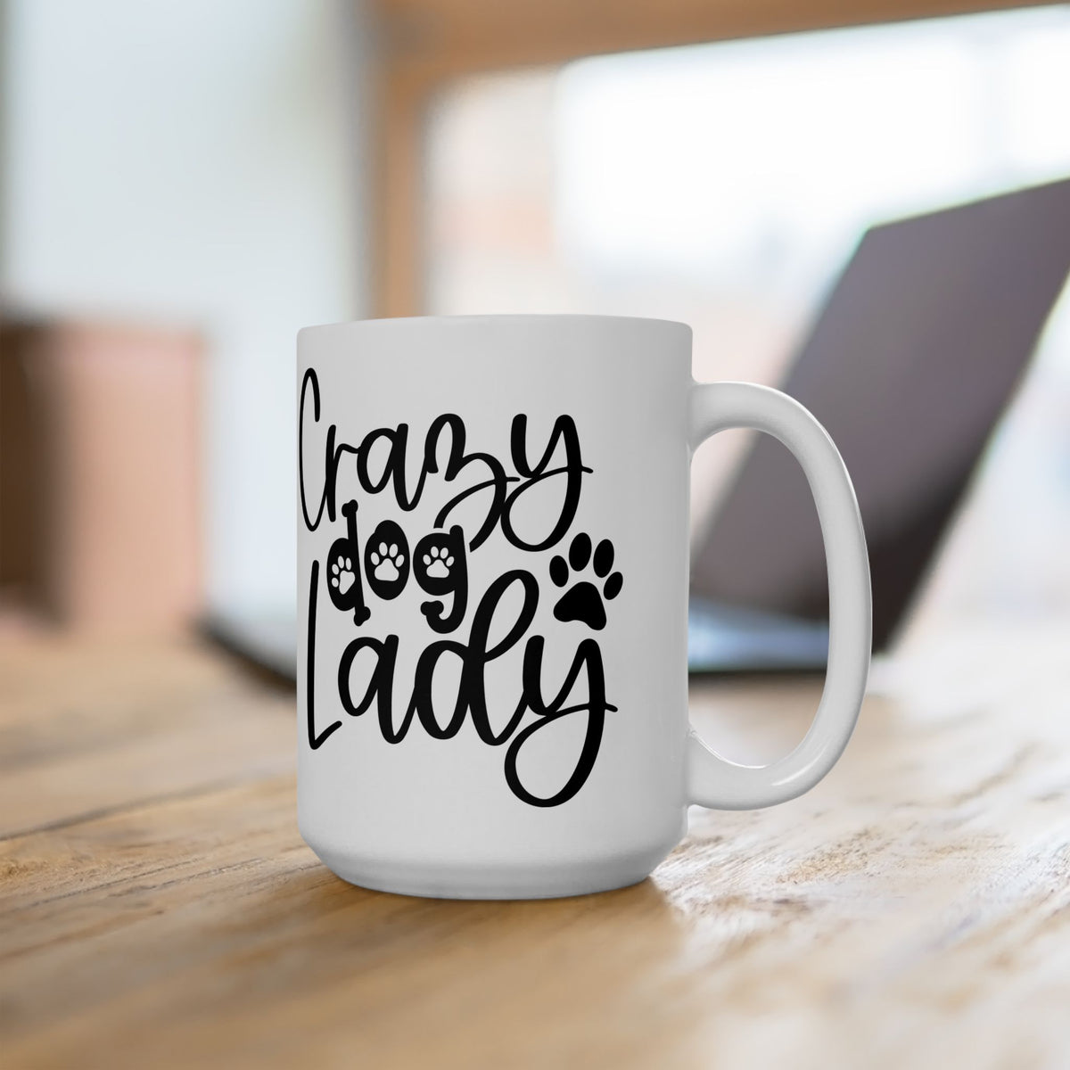 Crazy Dog Lady Paw Print Cute Ceramic Mug Coffee Cup (11oz & 15oz)