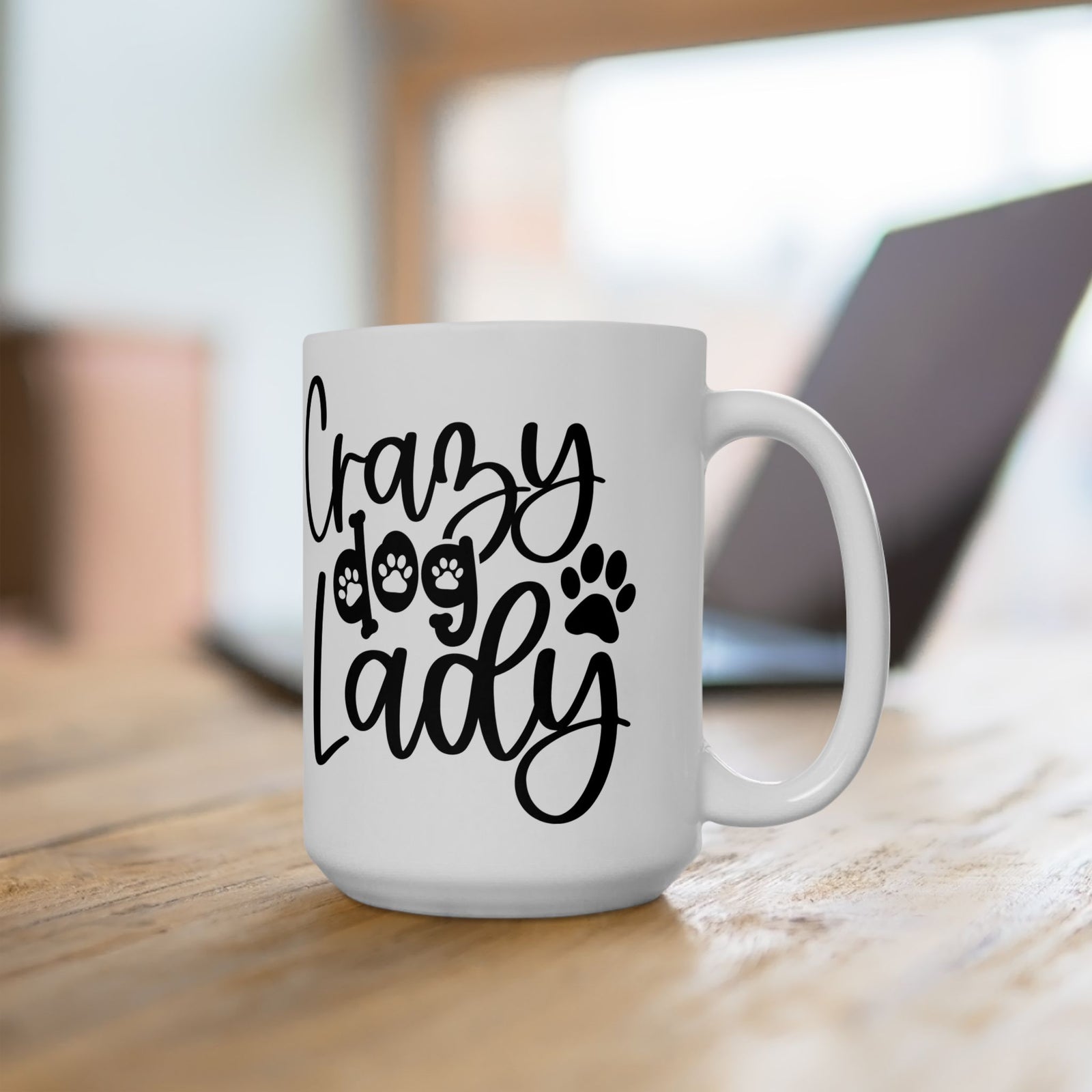 Crazy Dog Lady Paw Print Cute Ceramic Mug Coffee Cup (11oz & 15oz)
