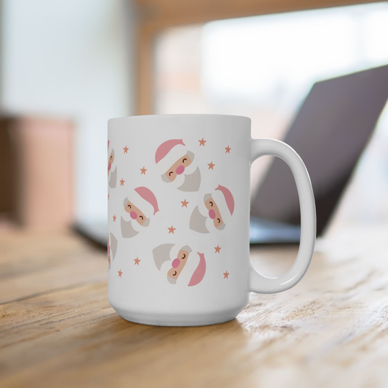 Pink Santa Claus Christmas Ceramic Mug Coffee Cup (11oz & 15oz)