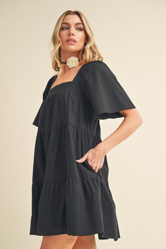 Aemi + Co Square Neck Half Sleeve Tiered Dress - Sydney So Sweet