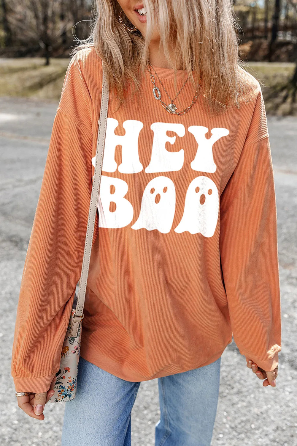 Hey Boo Ghost Women&#39;s Graphic Long Sleeve Sweatshirt - Sydney So Sweet