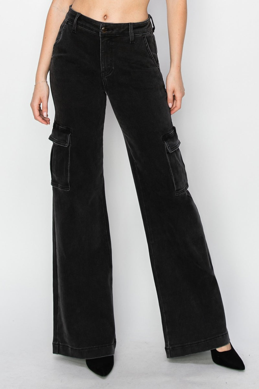 Risen Full Size High Rise Wide Leg Cargo Jeans - Sydney So Sweet