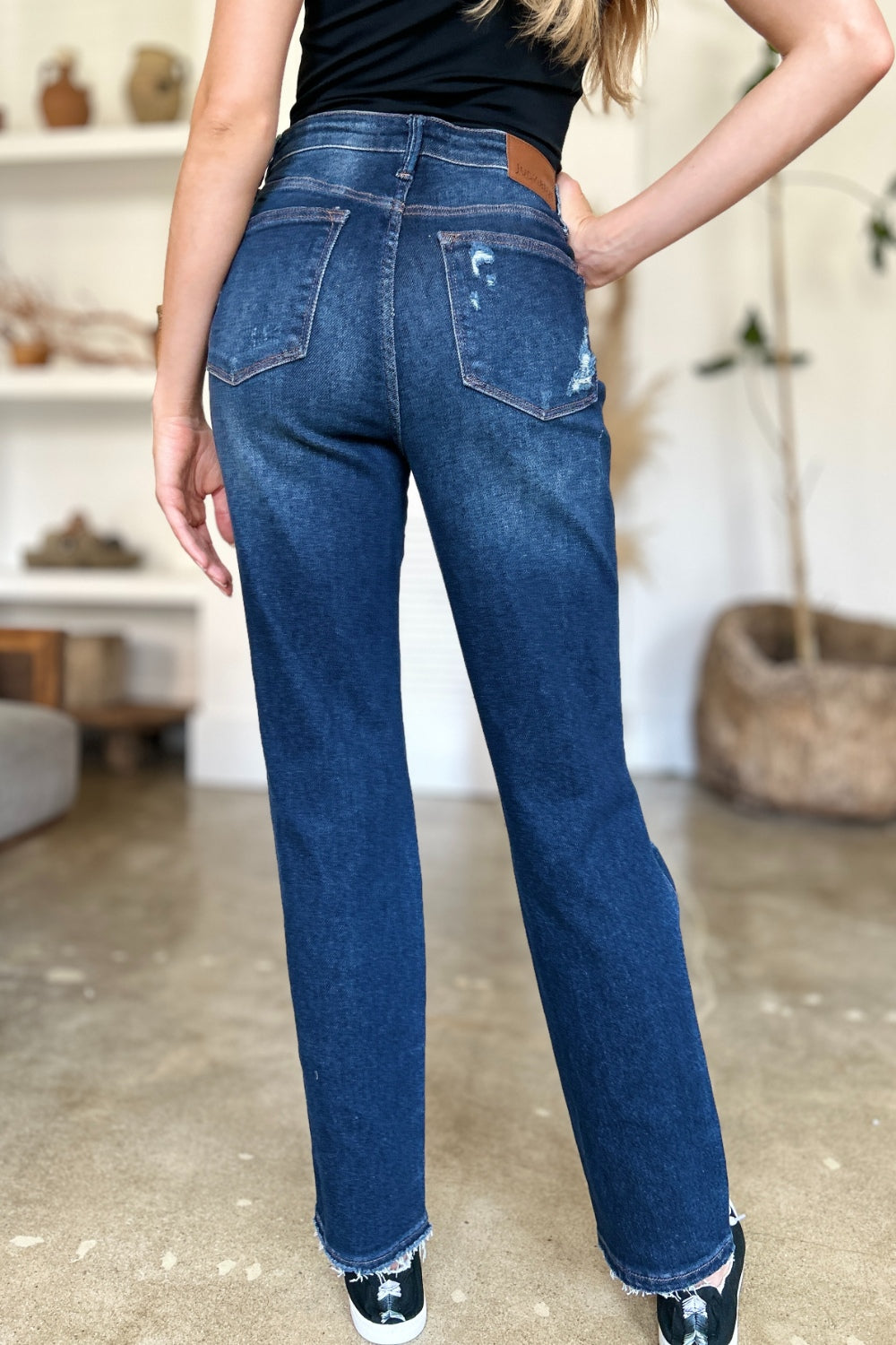 Judy Blue Full Size High Waist Rigid Magic Heavy Destroy Straight Jeans - Sydney So Sweet