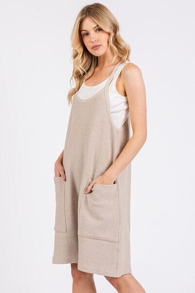 Mittoshop Scoop Neck Spaghetti Strap Overalls with Pockets - Sydney So Sweet