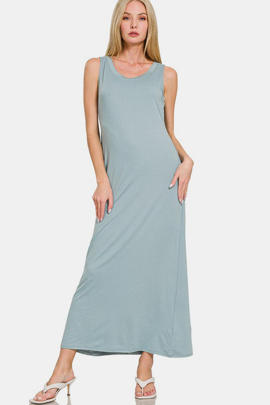 Zenana Scoop Neck Wide Strap Tank Dress - Sydney So Sweet