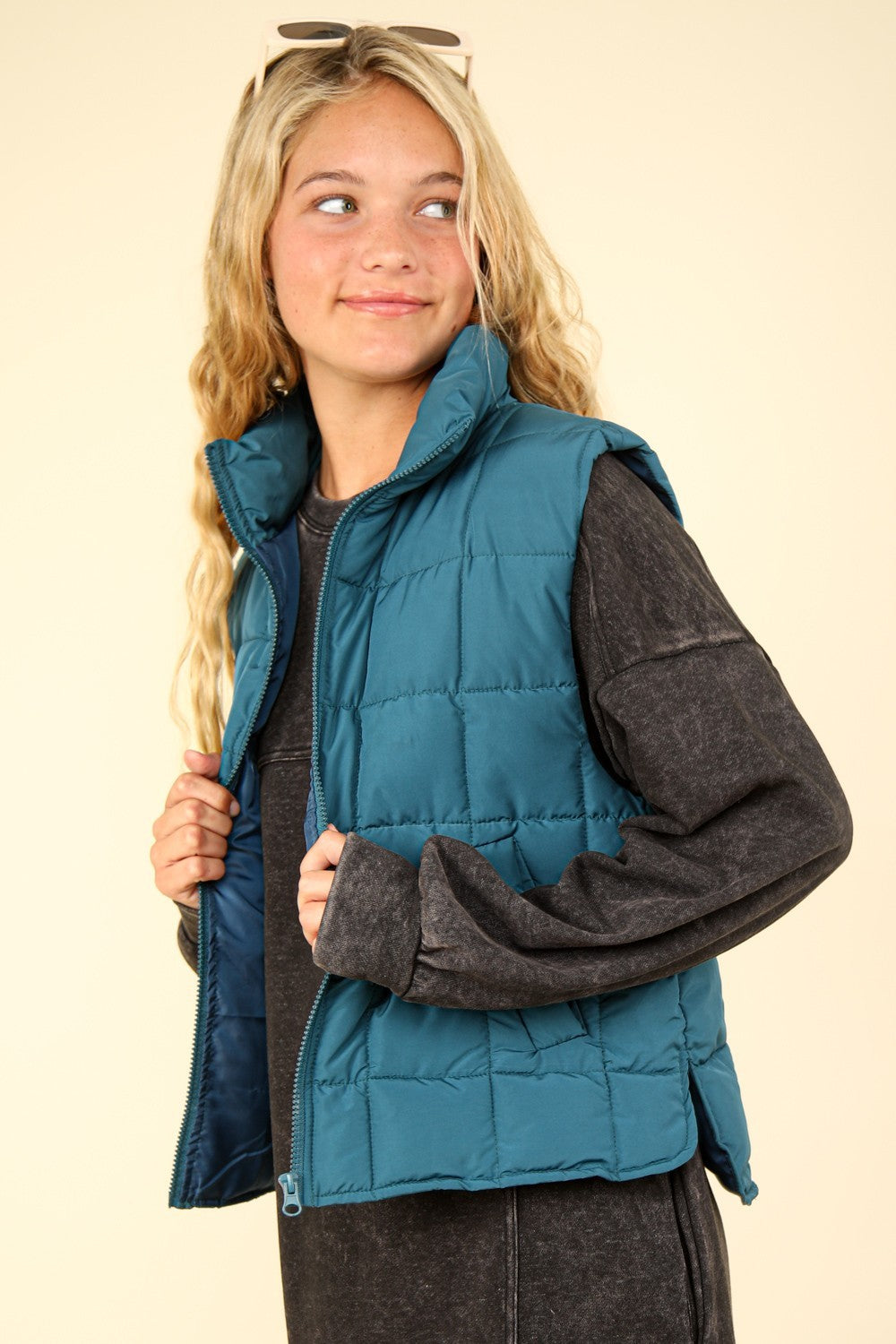 VERY J Zip Up Puffer Padded Warm Vest - Sydney So Sweet