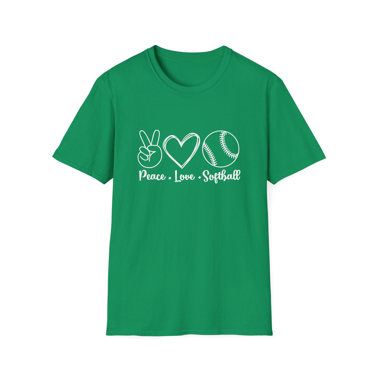 Peace Love Softball Repeat Graphic T-Shirt Cute Sports Mom Tee (12 Team Colors)