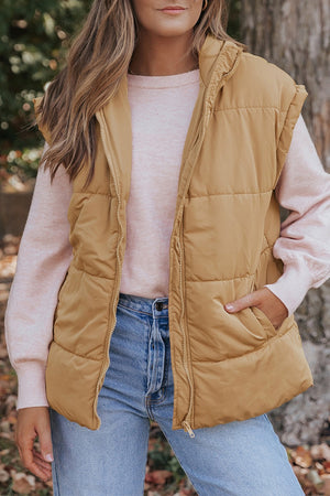 Pocketed Zip Up Vest Coat - Sydney So Sweet