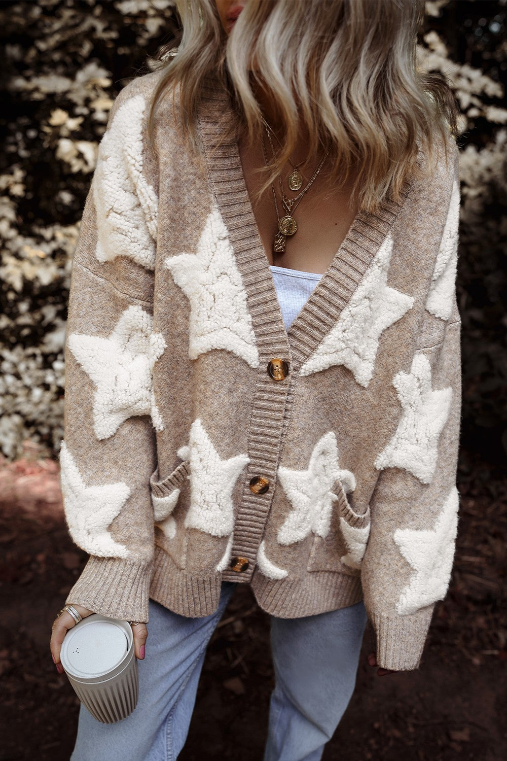 Star Button Up Long Sleeve Cardigan - Sydney So Sweet