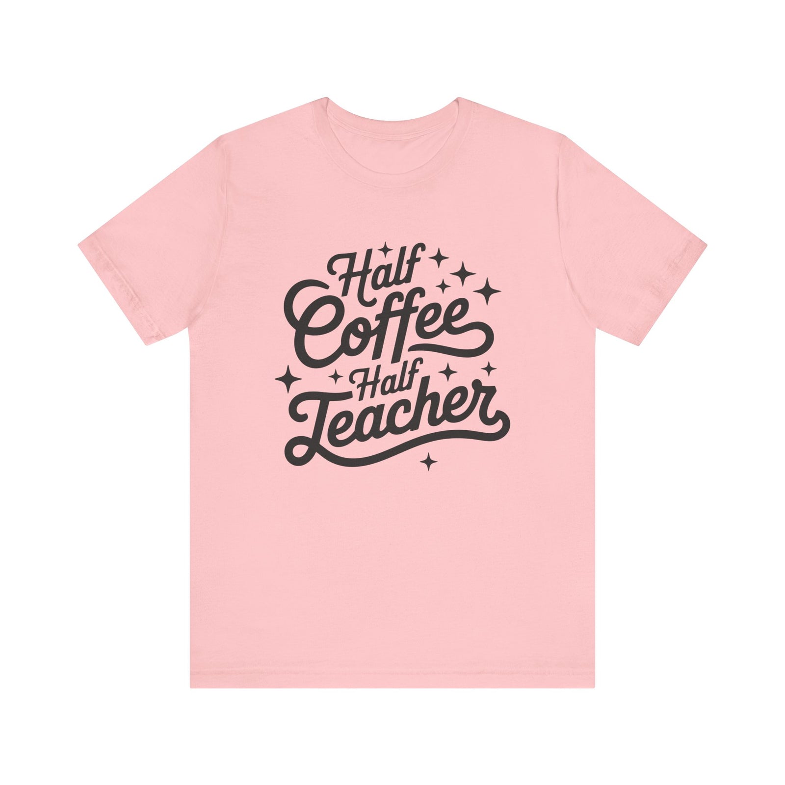 Half Coffee Half Teacher Graphic Tee Teacher Coffee T-Shirt