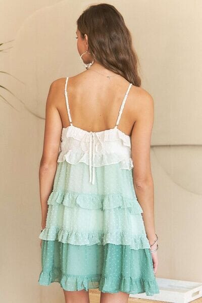 ADORA Swiss Dot Ruffled Tiered Mini Dress - Sydney So Sweet