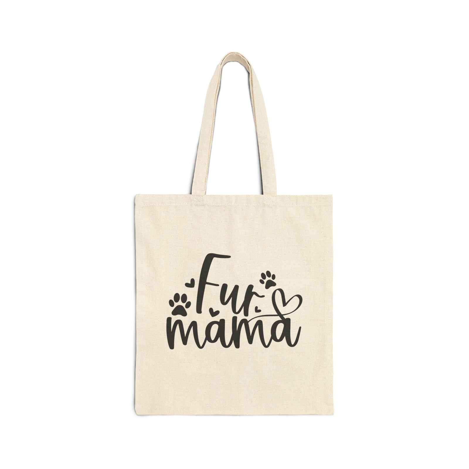 Fur Mama Cotton Canvas Shopper Cute Paw Print Tote Bag for Dog & Cat Moms