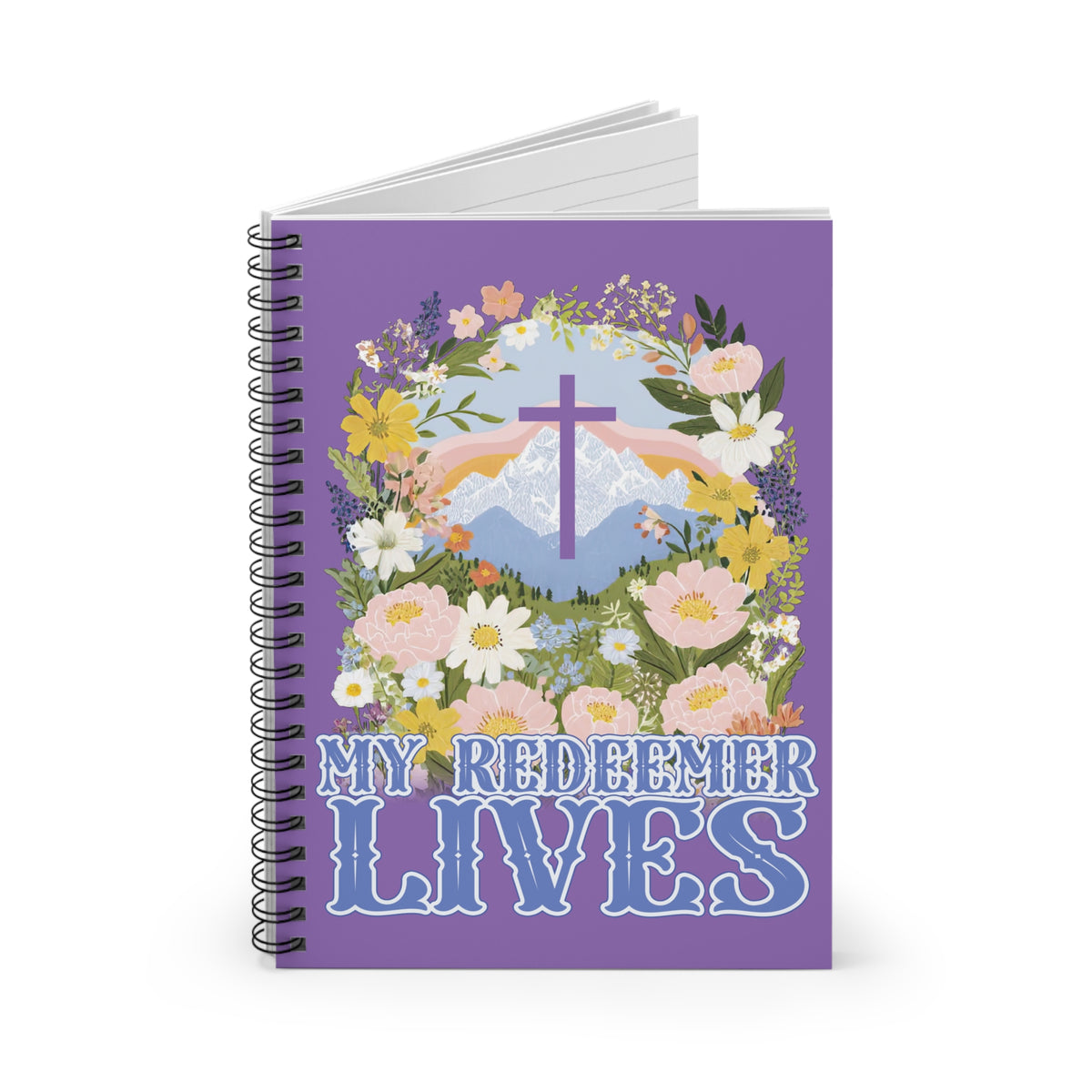 My Redeemer Lives Christian Spiral Notebook Floral Faith Journal