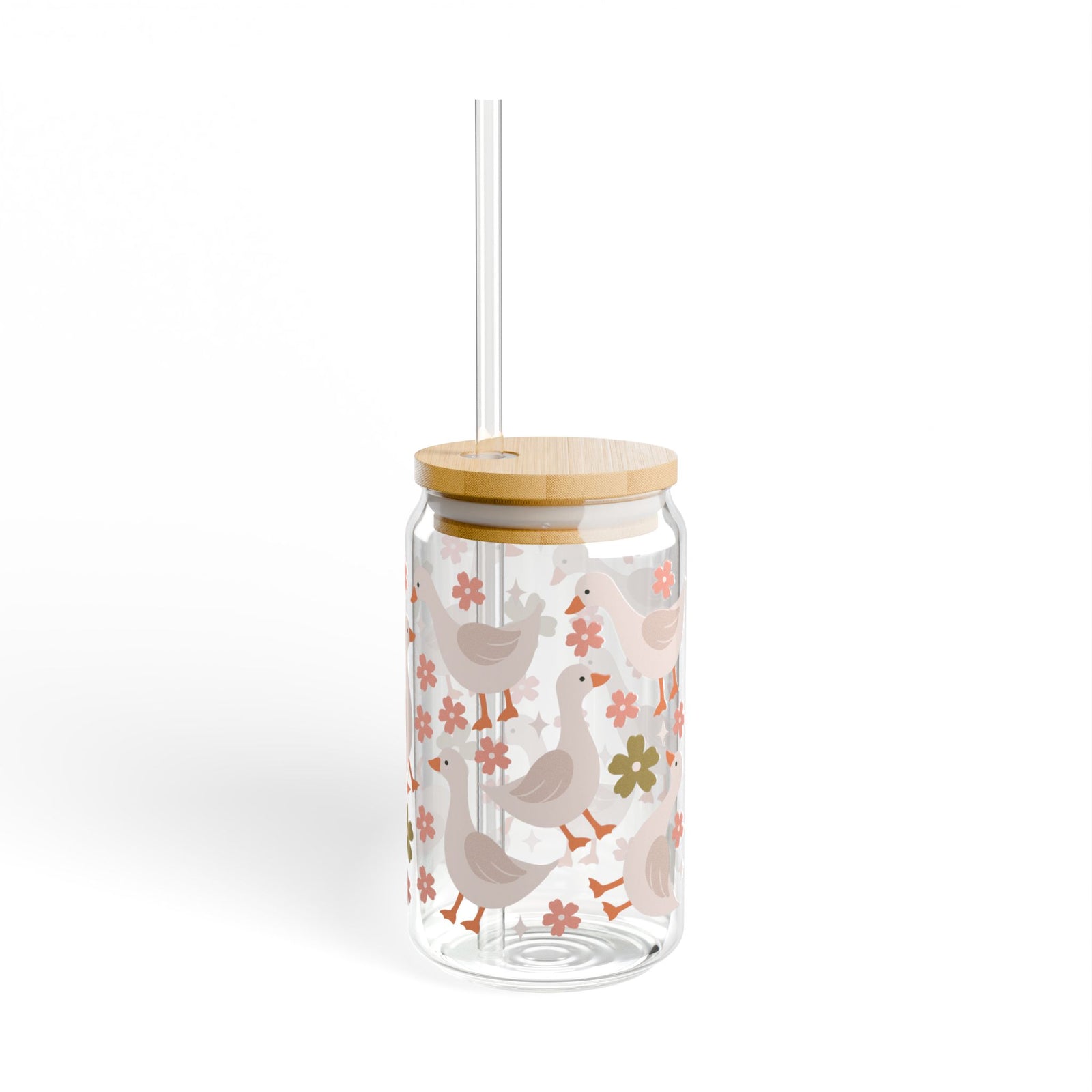 Duck Duck Tumbler Sipper Glass 16oz — Reusable Drink Jar with Lid & Straw - Sydney So Sweet