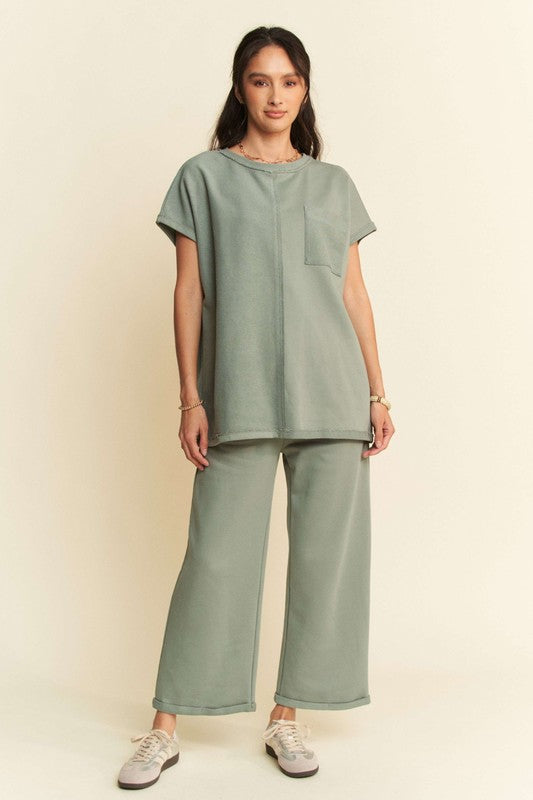 Davi & Dani Round Neck Short Sleeve Top and Pants Set - Sydney So Sweet