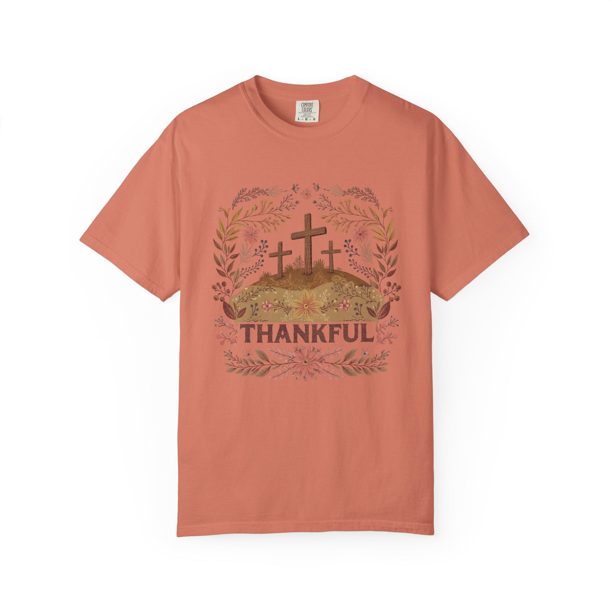 Thankful Cross T-shirt Christian Faith Tee for Thanksgiving & Worship