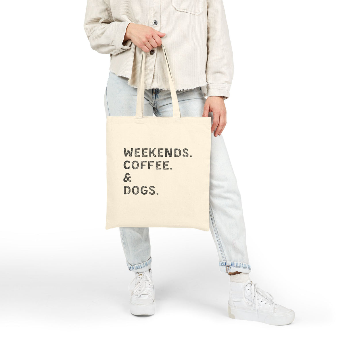 Weekends Coffee & Dogs Dog Mom Cotton Canvas Tote Bag