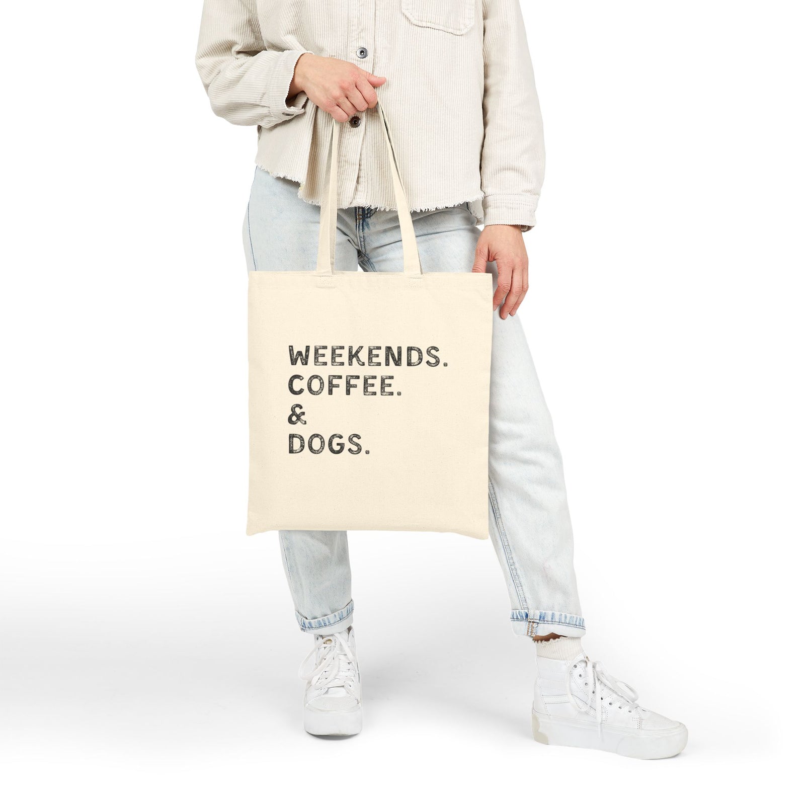 Weekends Coffee & Dogs Dog Mom Cotton Canvas Tote Bag