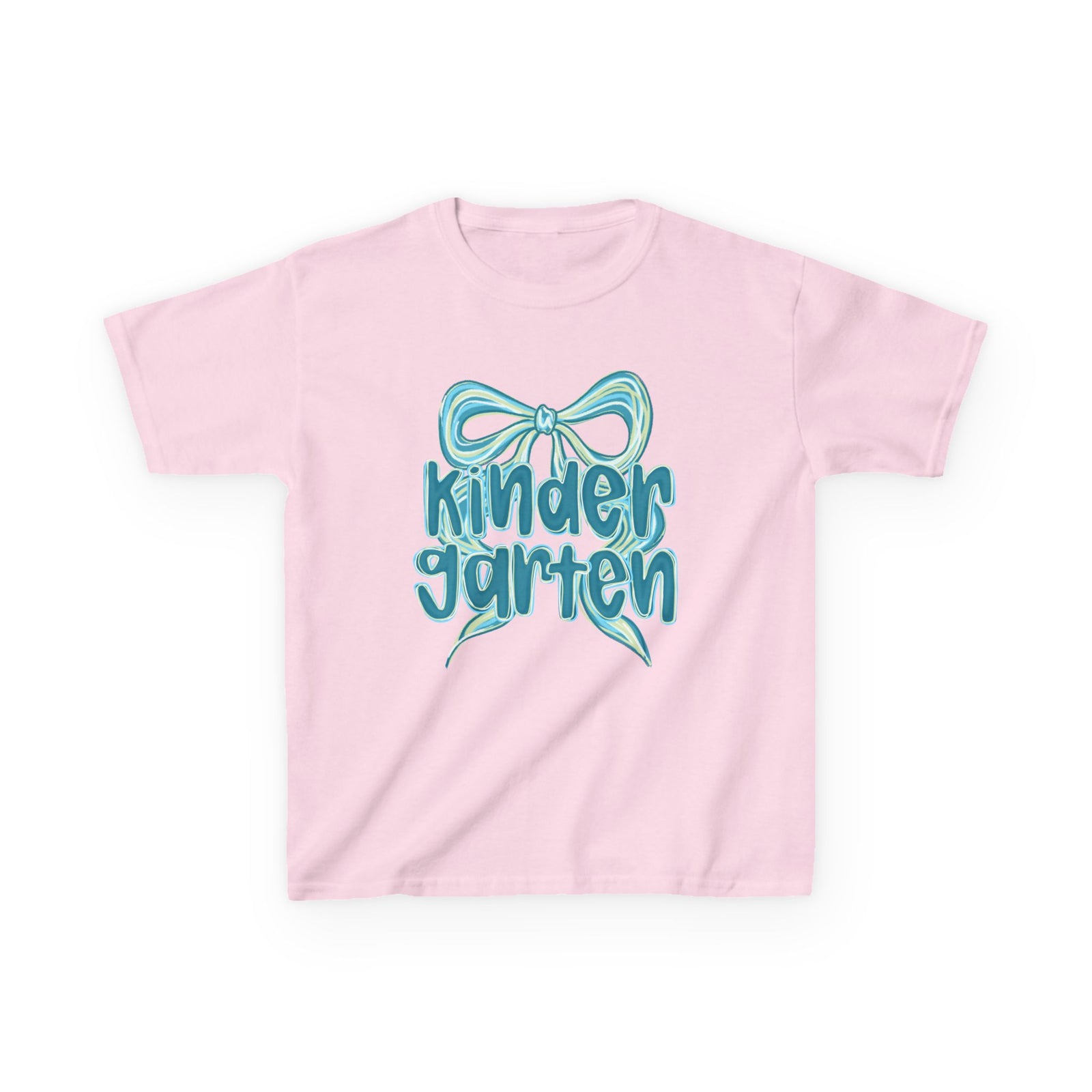 Kindergarten Kids Tee Cute Blue Coquette Bow Back to School Grade K T-Shirt