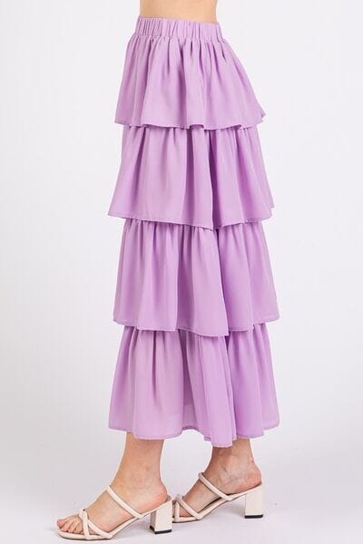 Mittoshop Chiffon Ruffle Layer Elastic Waist Midi Skirt - Sydney So Sweet