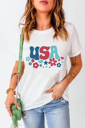 USA Round Neck Short Sleeve T-Shirt - Sydney So Sweet