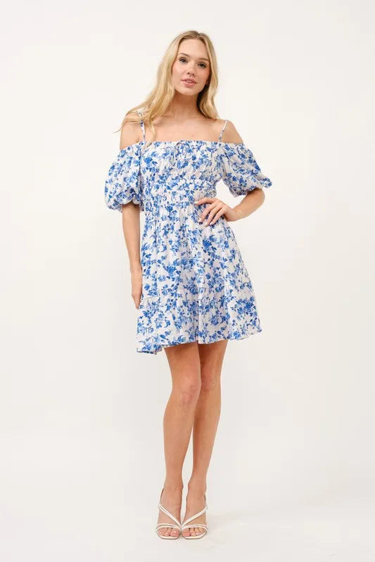And The Why Off Shoulder Bubble Sleeve Dress - Sydney So Sweet