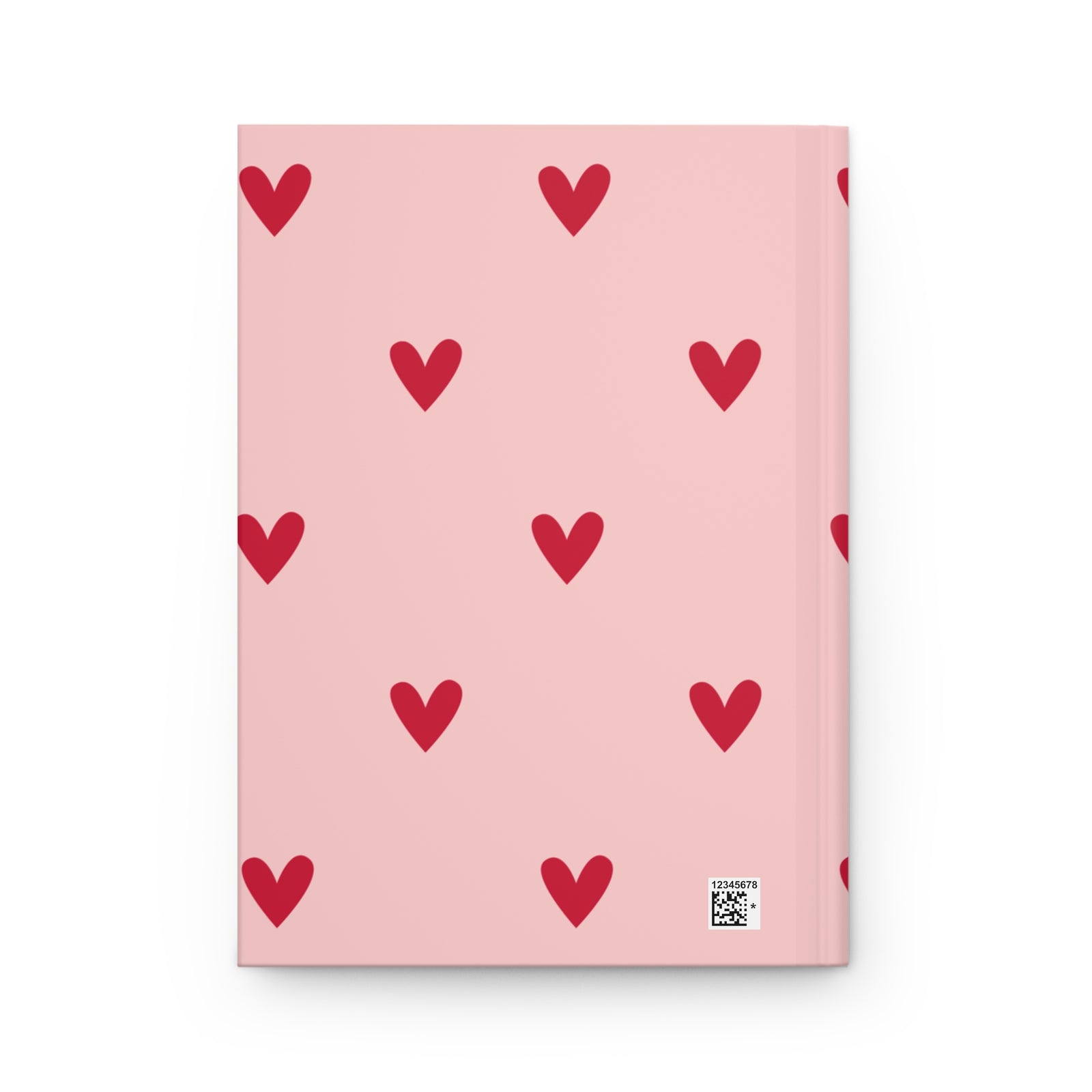 Heart Pattern Hardcover Journal — Pink & Red Cute Notebook