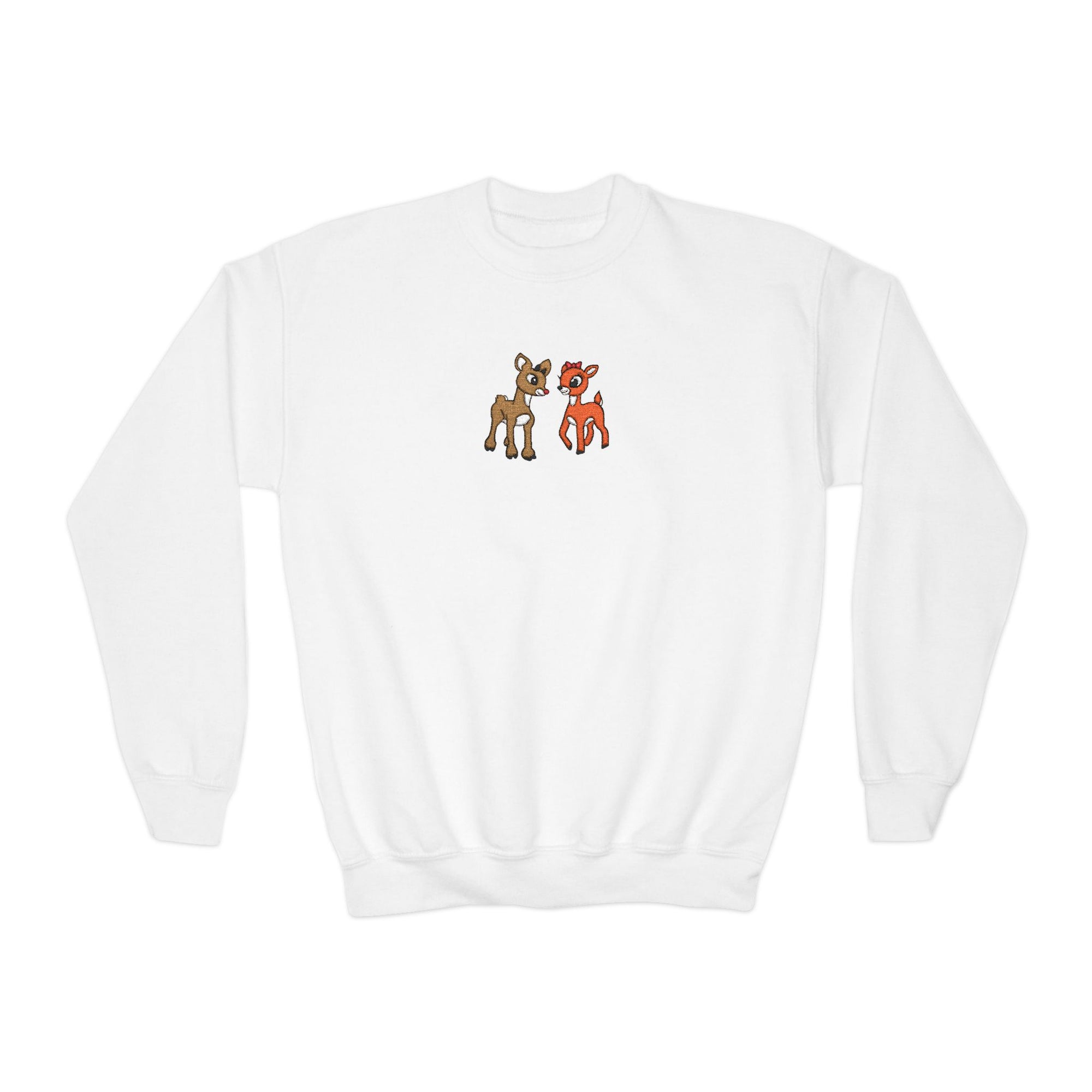 Reindeer Friends Kids' Crewneck Embroidered Christmas Graphic Sweatshirt - Sydney So Sweet