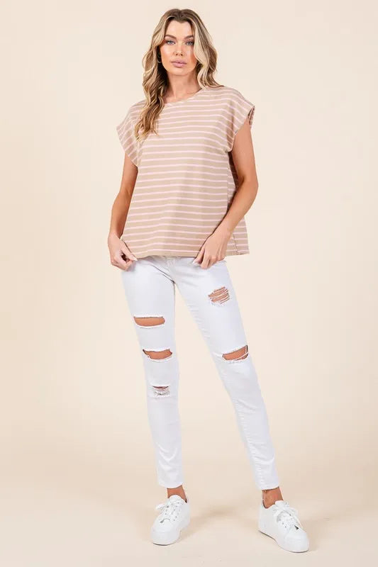 Lime 'N' Chili Striped Muscle Sleeve Top - Sydney So Sweet