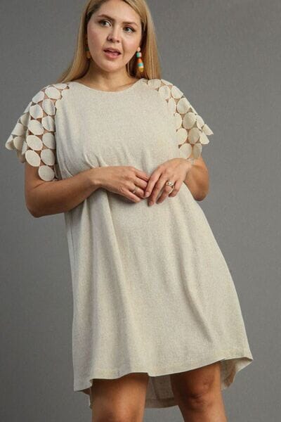 Umgee Full Size Round Neck Mini Dress Plus Size - Sydney So Sweet