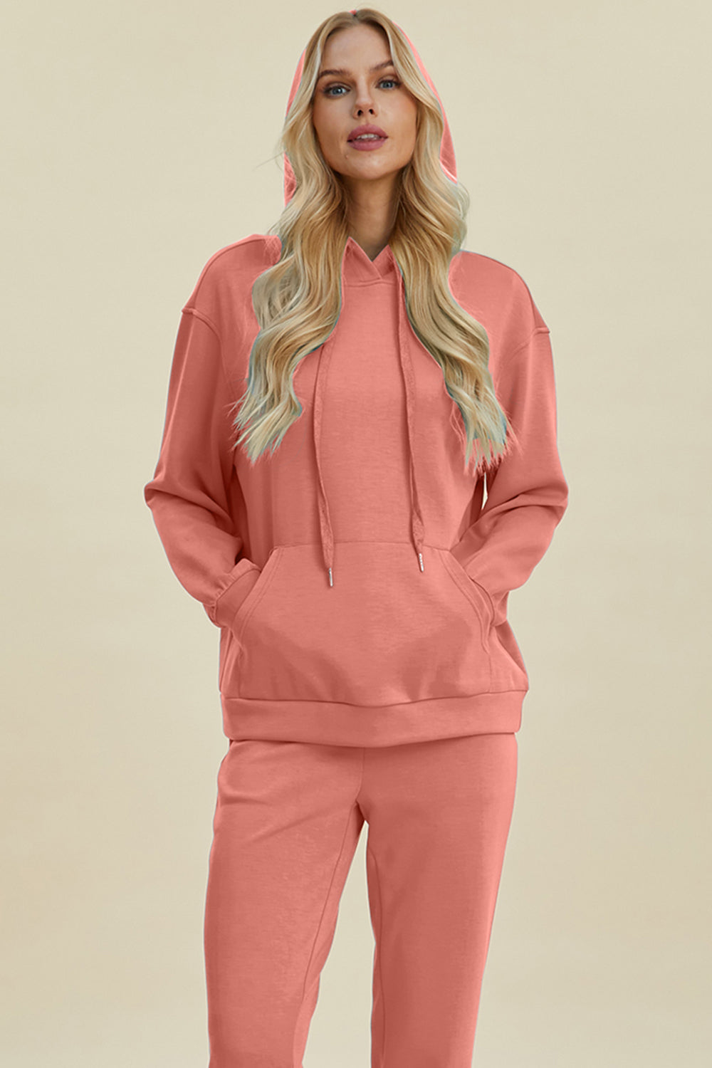 Basic Bae Full Size Air Scuba Drawstring Long Sleeve Hoodie with Kangaroo Pocket - Sydney So Sweet