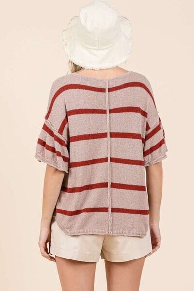 Mittoshop Striped Flounce Sleeve Knit Top - Sydney So Sweet