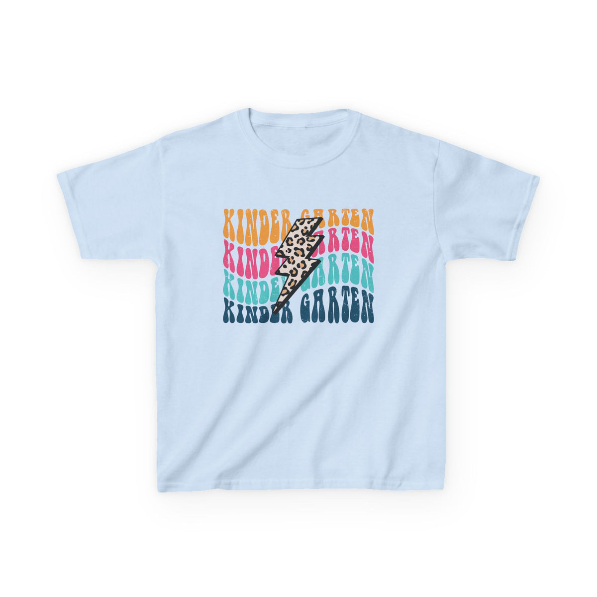 Kindergarten Grade Leopard Lightning Graphic Tee Back-to-School Kids T-Shirt