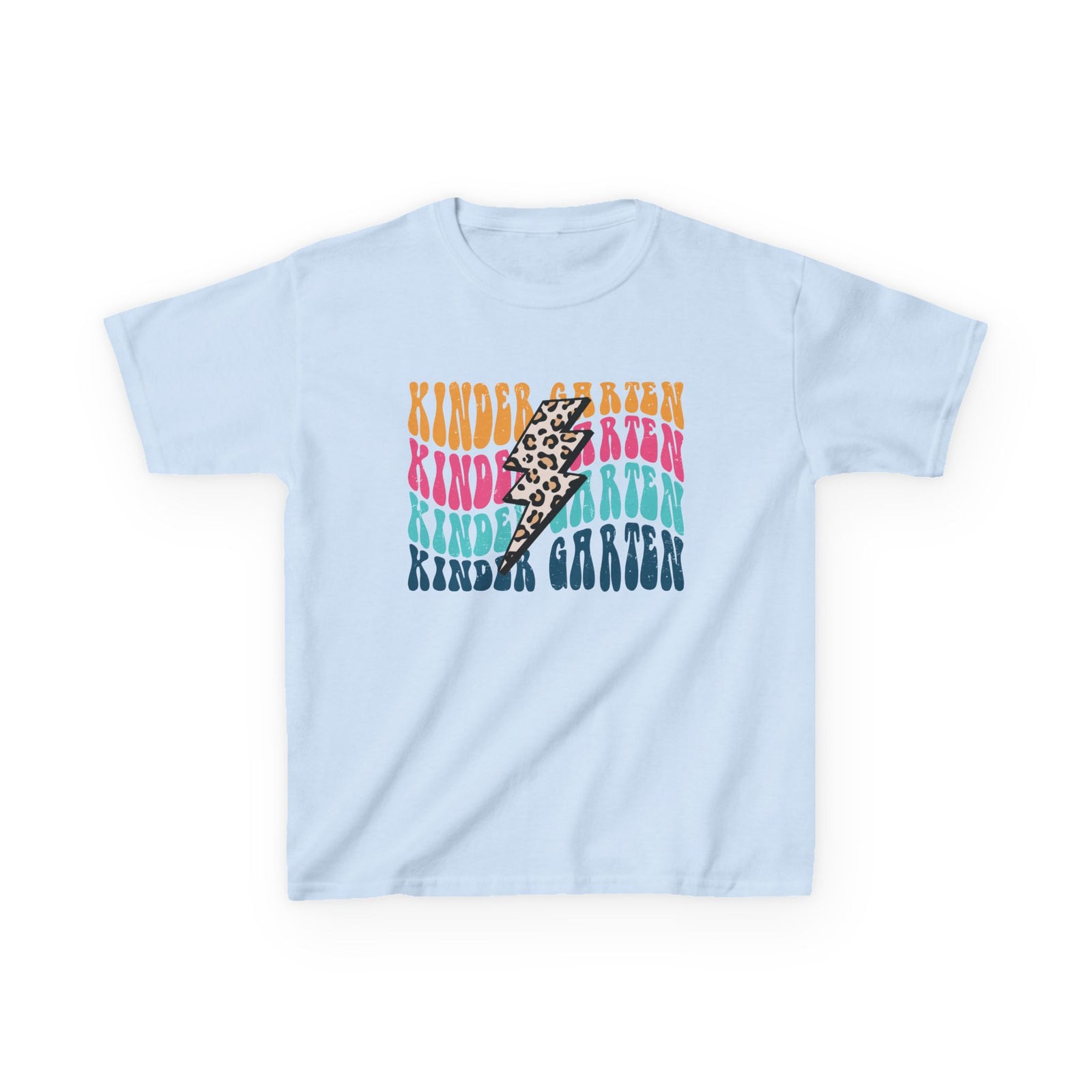Kindergarten Grade Leopard Lightning Graphic Tee Back-to-School Kids T-Shirt
