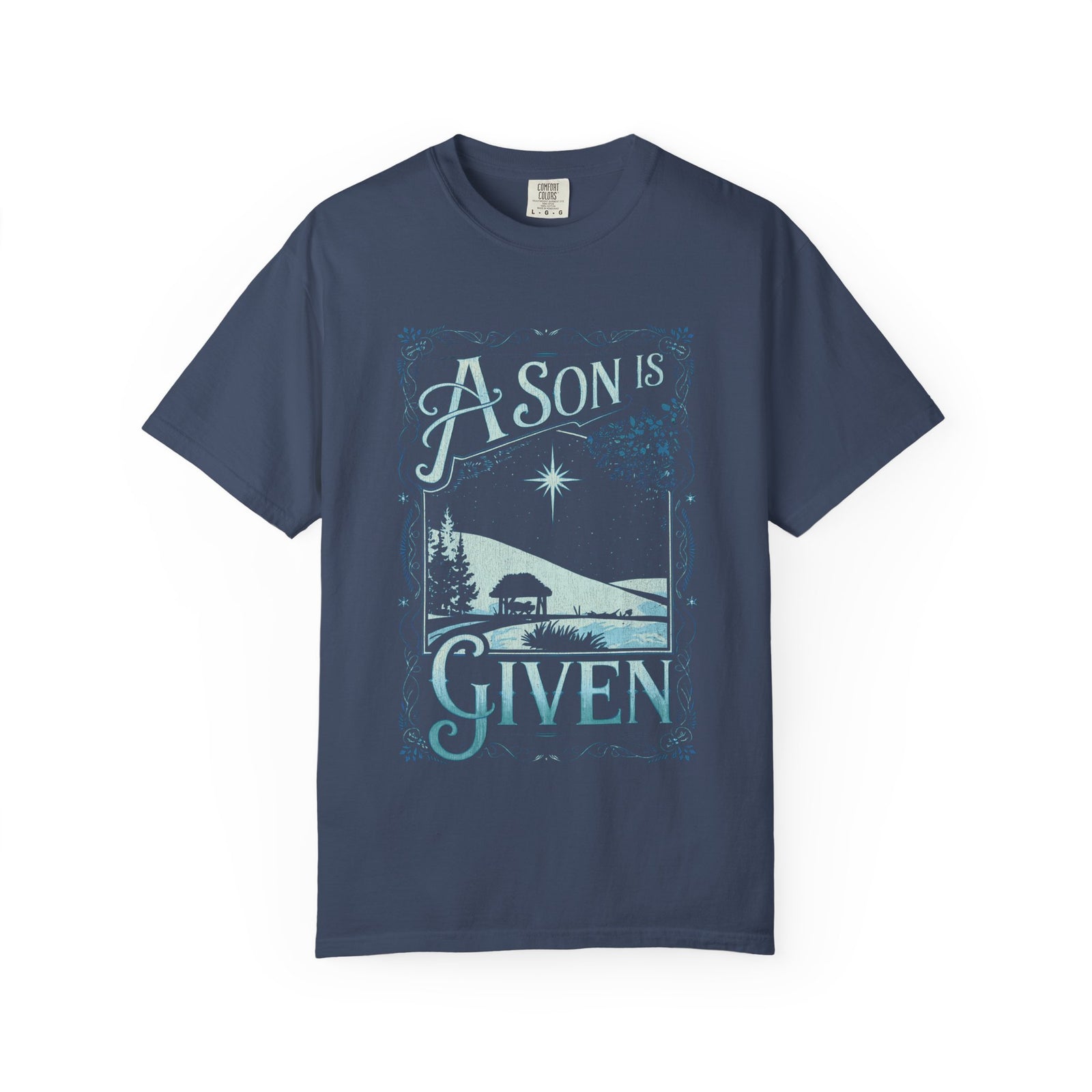 A Son is Given Jesus Christmas Distressed T-Shirt Christian Graphic Tee