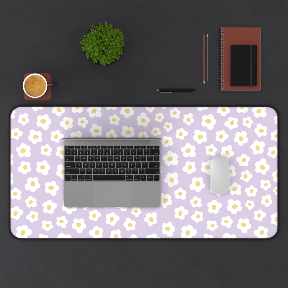 Floral Desk Mat - Lavender Daisy Flower Design for Home Office Decor - Sydney So Sweet