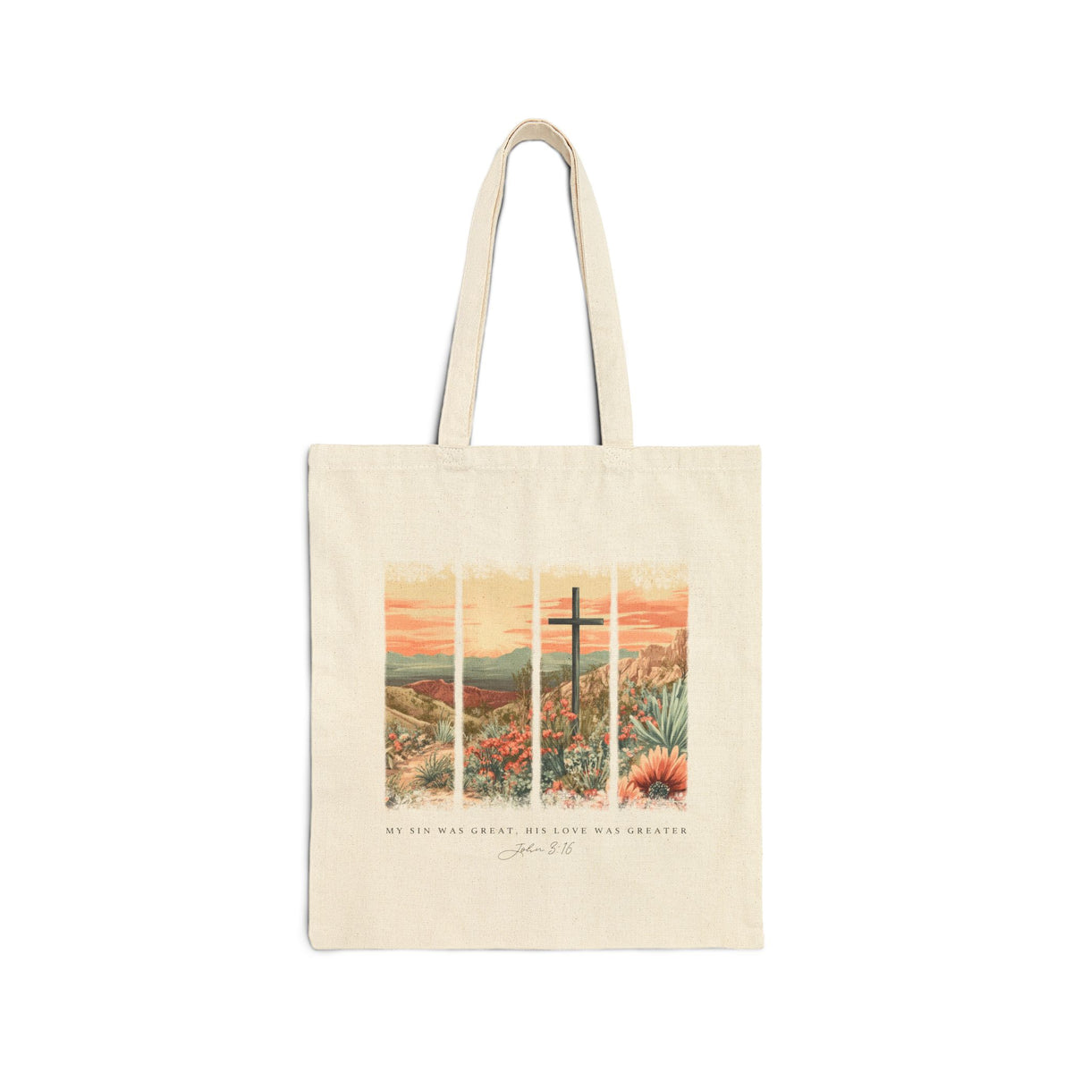 My Sin Was Great His Love Was Greater Christian Cotton Canvas Tote Bag
